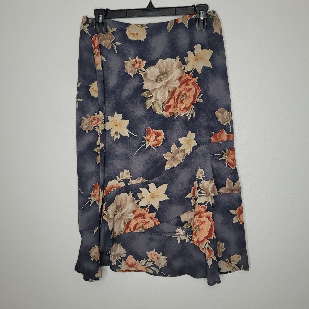 Vintage 90s muted floral high low moody romantic grunge skirt size 10